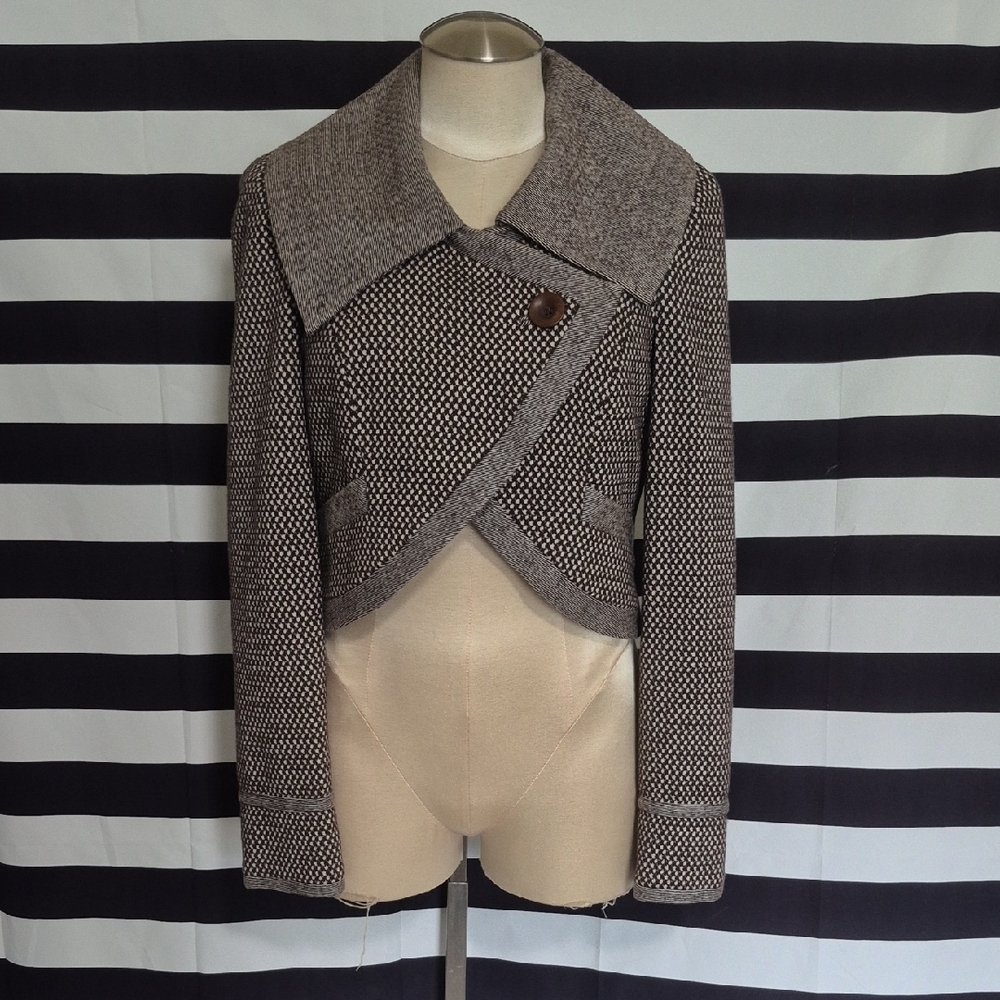 Hinge Brown Wool Blend Cropped Jacket